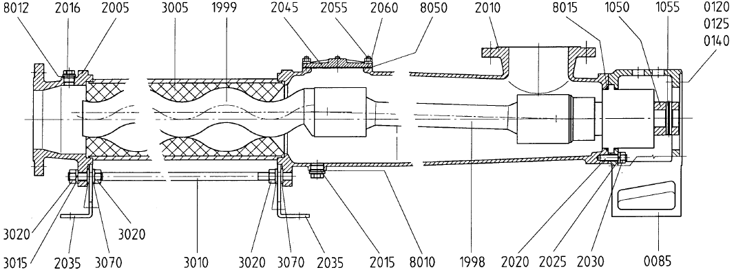 Rysunek złożeniuowy pompy śrubowej Netzsch